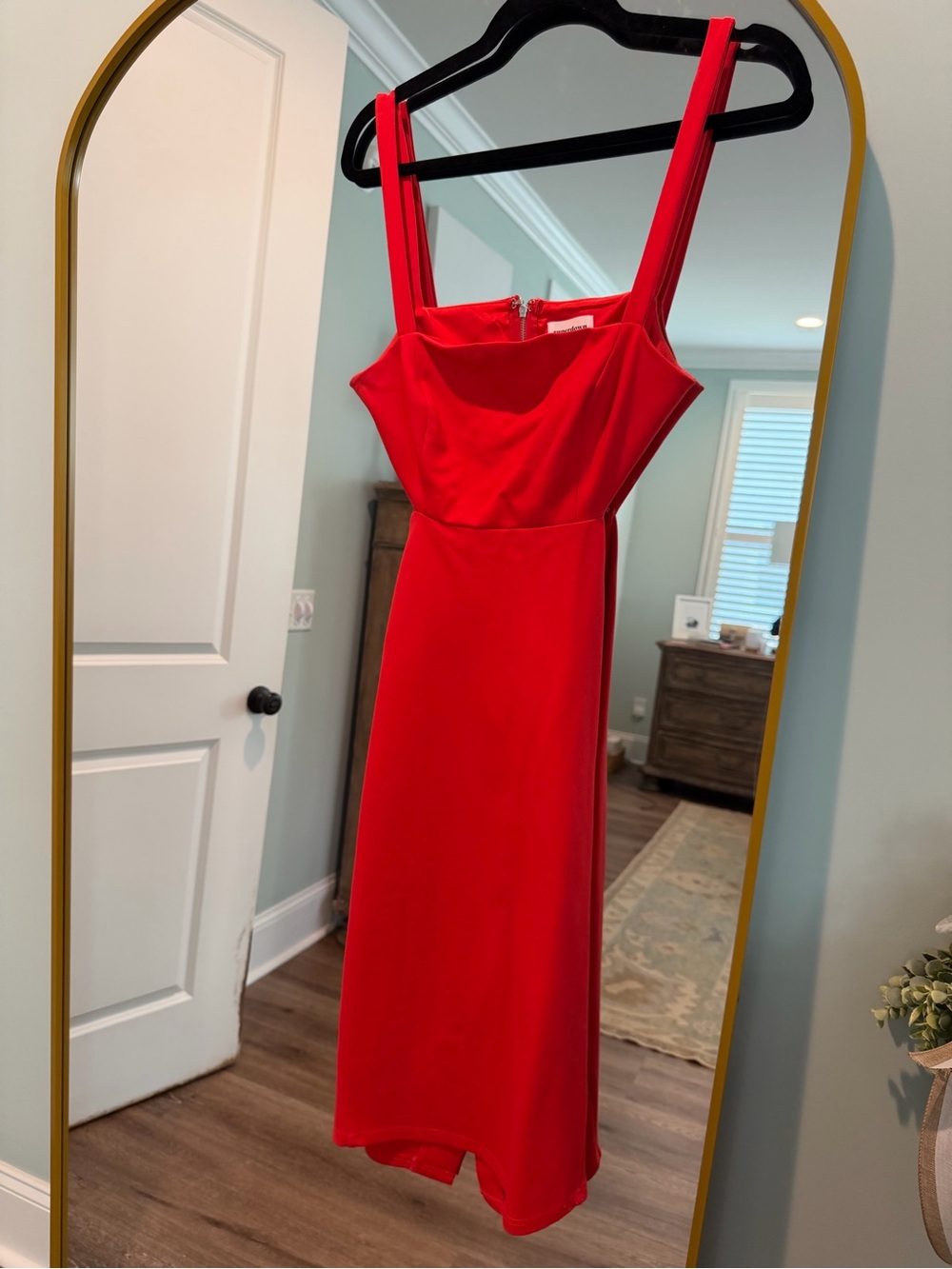 superdown Red Square-Neck Midi Slip Dress